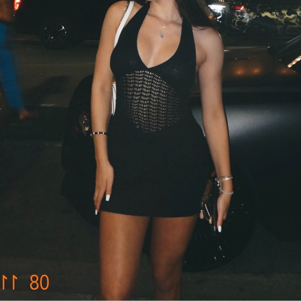 Black Halter Knit Dress